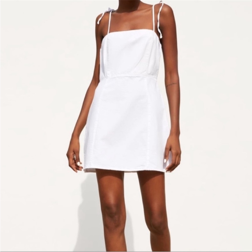 Zara white mini dress with adjustable straps, size medium